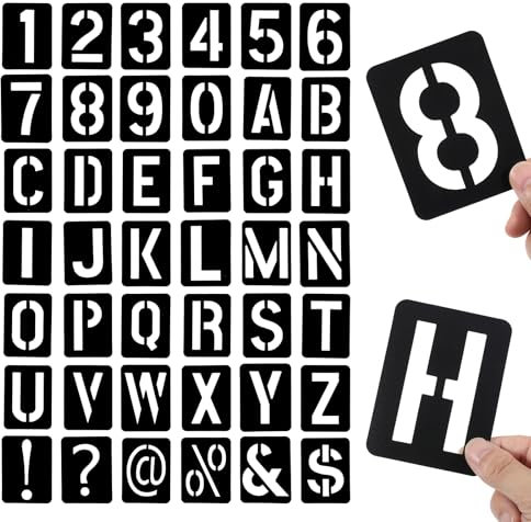 Dimeho 42 Stück Buchstaben Schablone Set, 10 cm Symbol und Zahlen-Bastelschablonen Wiederverwendbare Alphabet-Malvorlagen Ineinander Greifendes Schablonen-Set zum Beschilderungen DIY-Kunstprojekten