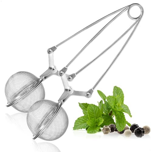 Wilhelm Sell® 2x colino da tè in acciaio inox - infusore da tè a forma di sfera - pinza per colino facile da pulire per tè sfuso, spezie ed erbe - filtro da tè a maglie fini (2 pezzi)