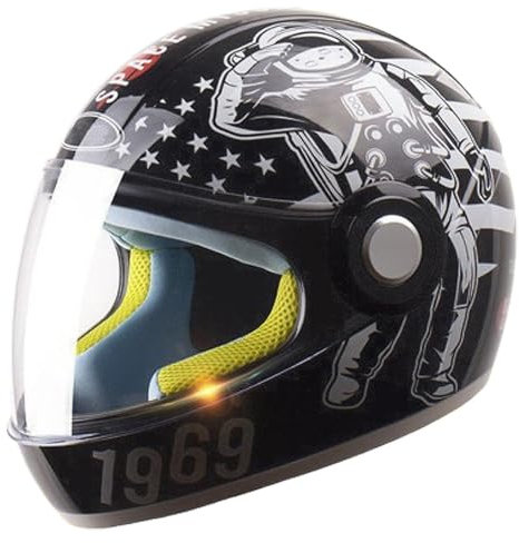 GNIUBBDB Casco Integral de Motocicleta para niños, Aprobado por la ECE, Casco de Scooter con Visera Solar, Casco de Motocicleta para niños y niñas de 3 a 12 años D,48-55 CM