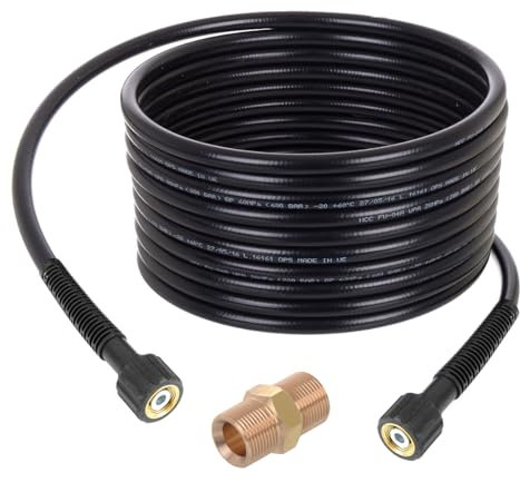 TECHKAR 200BAR Tuyau haute pression rallonge 15m compatible avec Black Decker Lavor Parkside Nettoyeur haute pression tige 15 mm