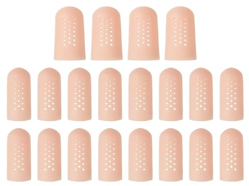 PATIKIL Finger Covers Cots, Silicone Finger Tips Protectors Gloves Breathable Fingertip Caps Reusable with Air Holes for Dry Skin Cracking, 1.77x0.67inch, 1.77x0.94inch, 20 Pcs