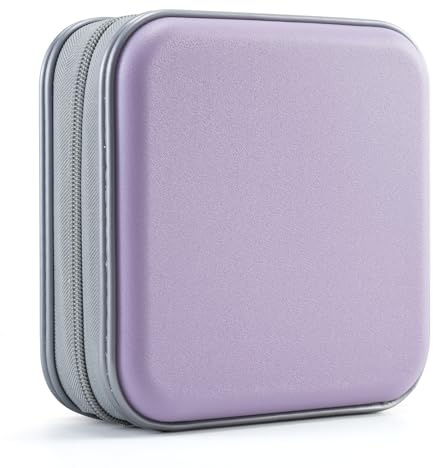 UENTIP CD Case,48 Capacity Hard Plastic Portable Travel DVD Case Protective Zipper CD Holder Car Storage Wallet Bag(Lavender)