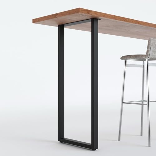Homtone 2 patas de barra de desayuno resistentes, patas de mesa de metal rústico resistentes para mesa alta, mesa de bar, proyectos de muebles de bricolaje, color negro (91 x 35 cm, cuadradas)