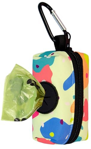 ICEMOOD Soporte para bolsas de excrementos de perro con apertura de extracción, elegante correa para excrementos, geometría