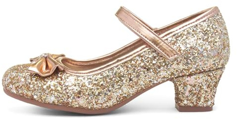 Lilley Sparkle Girls Rose Gold Glitter Heeled Shoe - Size 10 Child UK - Gold