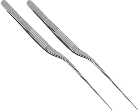 MAGICLULU Pinzette per Alimenti in Acciaio Inox 2 Pezzi, Morsetti per Cucina e Impiattamento Professionale, Strumenti per Placcatura e Ristorazione, Facile Pulizia, per Uso Domestico e Chef