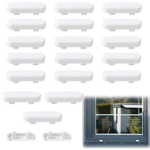 MNYXIS 20 Pièces cache aeration fenetre pvc, Cache Trou de Drainage Fenêtre Blanc, busette de drainage, Bouchon Évacuation d'Eau pour Menuiserie PVC et Alu,Capuchon de Finition pour Fente de Drainages