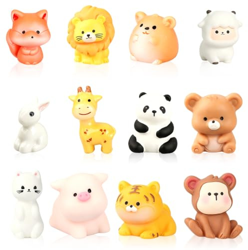 Animales de Resina, 12 Piezas Mini Figuras de Animales, para Bricolaje Manualidades Jardín Paisaje Casa de Muñecas Plantas en Macetas Decoraciones, Micro Paisaje