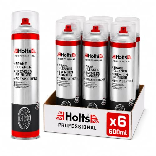 Holts Brake Cleaner Spray, Disc Brake Clutch & Parts Cleaner, 6 x 600ml | Powerful Fast-acting parts degreaser for callipers, discs, drums, springs and clutches. Quick drying, 360° spray