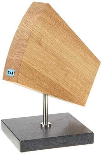 KAI blocco portacoltelli girevole 360° in rovere con base in granito - Legno premium - Spazio per 6-8 coltelli, magnetico su entrambi i lati - Dimensioni 31 x 18 x 34 cm