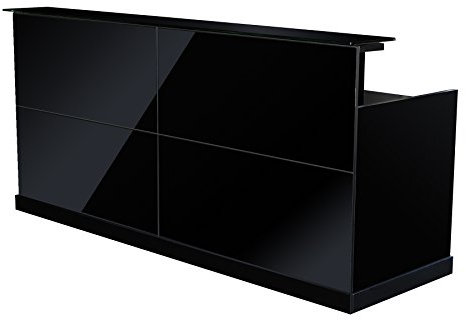 Jet-Line® | Empfangstheke Zürs | Büromöbel | Empfang 2,2 m | Rezeption | 2 Personen Arbeitsplatz | Praxis | Kanzlei | Office | Studio | schwarz | temperaturbeständiges Glas