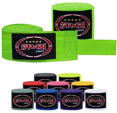 Farabi Sports Boxing Handlindar 2,5 och 4 meter långa boxningssjalar med par för MMA, Muay Thai, träning, kickboxning och stridssporter (Green, Barn (2,50 meter))