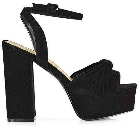 ESSEX GLAM Womens Ankle Strap Sandals Ladies Block Heel Platform Party Peep Toe Shoes Size 3-8