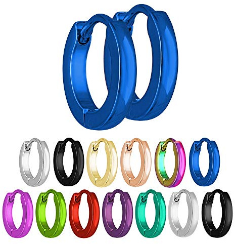 Treuheld® | Schmale Creolen Ohrringe aus Edelstahl | Blau | Größe: 2mm x 10mm