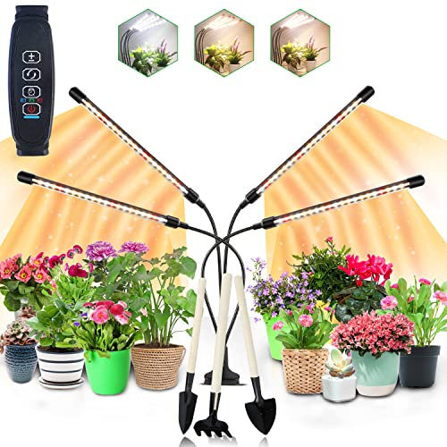 COKOLILA lámpara de cultivo, 80 LED lámpara de Planta de espectro completo, 3000k, 5000k, 660nm, luces crecimiento plantas con temporizador, 10 niveles, 3 modos para plantas de interior