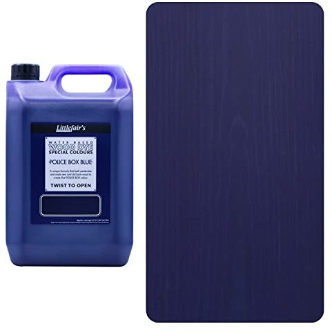 Littlefair's Wood Stain Water-Based - (Police Box Blue) – Non-Toxic, Eco-Friendly & Quick Drying - Easy-to-Apply, Concentrated Formula for All Wood Types – 20 LTR