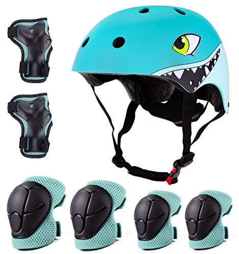 XIAPIA Kinderhelm 2-8 Jahre Verstellbar Leicht Fahrradhelm Kinder Skaterhelm mit Knieschoner, Ellbogenschützern, Handgelenkschützern für Laufrad,Schützer Sport Schutzausrüstung für Jungen Mädchen…