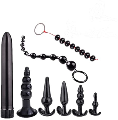 8 Piece Combination Sports Training Kit, Muscle Relaxation and Smooth Massager, Black Silicone Ball Toy.