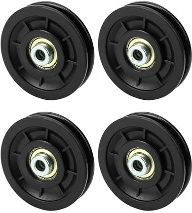 QWORK® 4stk. 90mm Nylon Seilrolle Umlenkrolle Universallager Riemenscheibe Drahtseilrolle für Gym Kabelmaschine Garagentor