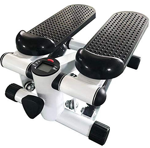 Mini Stepper, Stepper Swing, Up-Down Stepper, Stepper för träning, ben- och armträning, trappträning, kapacitet vikt 100 kg, mini träningssteg med LCD-display (svart och vit)
