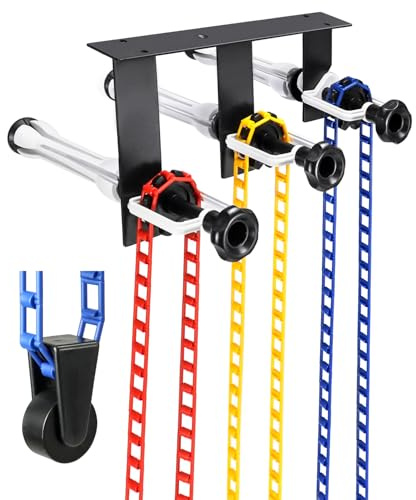 Système de Suspension de Fond Photographique QWORK® pour 3 Rouleaux - Montage Mur/Plafond - Convient aux Rouleaux d'un diamètre intérieur de 50/60 mm - Charge sûre de 10 kg par Rouleau