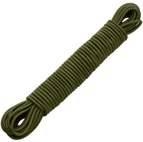 PRETEX Corda Elastica - Ø 5 mm x 20 m - Durevole per Teloni e Striscioni - Cinghia Portapacchi per Lavori Fai da Te e Imballaggio - Resiste alle Intemperie e ai Raggi UV - Verde