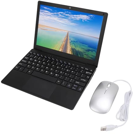Mini Computer Portatile Portatile da 10,1 Pollici, Notebook Ultraleggero con Tastiera e Touchpad, Webcam, WiFi, Interfaccia USB, per Android 12.0 (Spina europea 2GB+64GB)