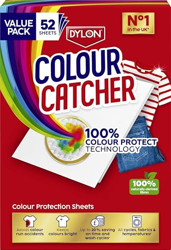 Colour Catcher Protection Sheets (1 pack x 52 sheets), Catcher Sheets for Mixed Colour Washes to Avoid Colour Run Accidents, Made of 100% Naturally-Derived & Biodegradable Fibres