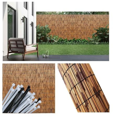 Estera de Caña 90x600 6x1 100x600 Malla Protectora Balcon Vallas para Jardin Malla Ocultacion Suelo Terraza Decoracion Jardin Exterior Valla Protectora Piscina Toldo Balcon Barandilla(1.6x10 m 5.2x32.