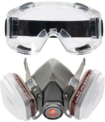 Foxmax - Maschera Antigas, Antipolvere, Respiratoria Riutilizzabile, Filtro al Carbonio 40mm, Filtri in cotone 5n11, Silicone Ergonomico, Nera, Regolabile, Ideale per Protezione Completa