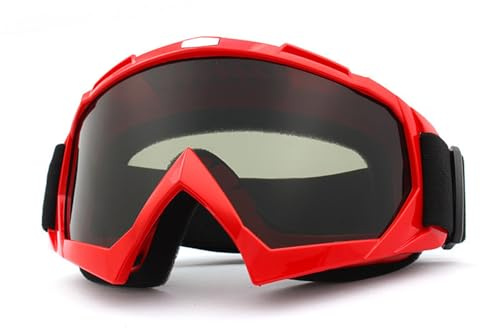 Hixingo Lunette Moto Cross pour Homme et Femme, Lunette de Protection pour Motocross Coupe-Vent Anti-Buée Anti-Poussière pour Activités Extérieures (634 Rouge Noir)