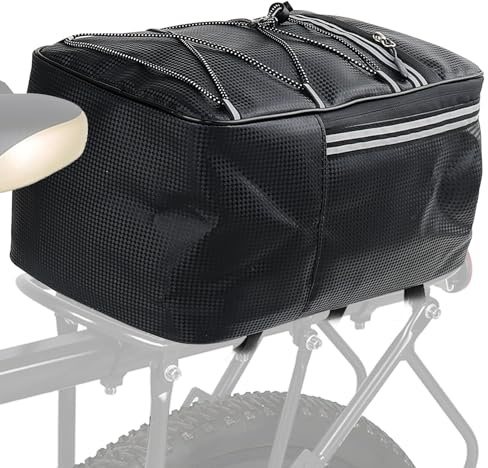 XHYASD Alforja de Bicicleta 15L para Portaequipajes, Bolsa de Bicicleta Impermeable con Reflectores, Multifuncional Bolsa para Bicicletas con Funda para Lluvia