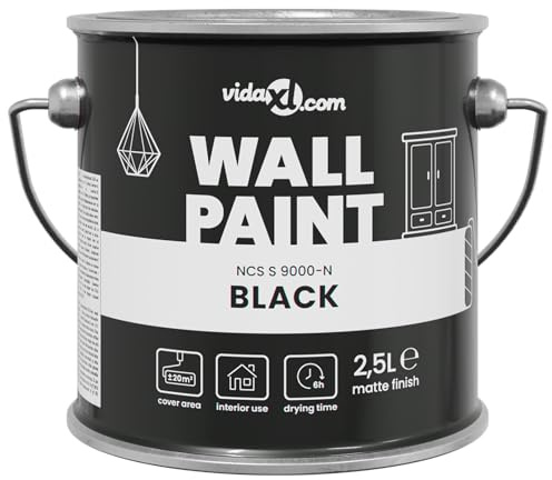 vidaXL Peinture Murale Noir 16,5 x 16,5 x 16 cm Impression Murale, Peinture Murale de qualité, Durable pour Cuisine, Salle de Bain, Salon, écologique, Lavable, séchage Rapide