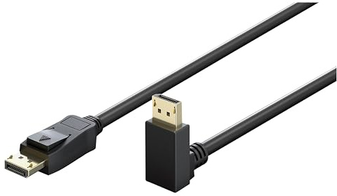 goobay DisplayPort-kabel 2.0/2.1, 54 Gbit/s stöder FreeSync och G-Sync, HDCP 2.2, Dynamic HDR och 32 ljudkanaler/speciellt för spelområdet/90° kontakt – 2 m/77057
