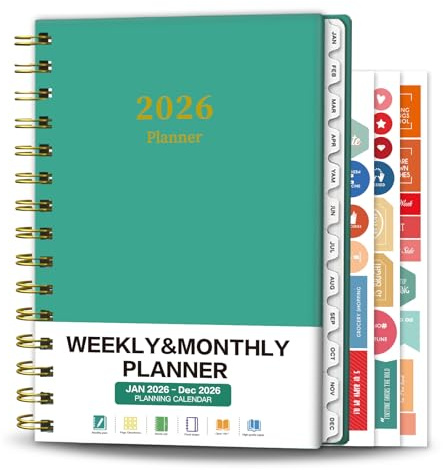 Ymumuda Academic Planner 2026, Daily Weekly and Monthly Calendar Planner (Jan. 2026-Dec. 2026),8.4×6.3, Hardcover Notebook Teacher Supplies, Premium Thick Paper, Planners for School Work Office
