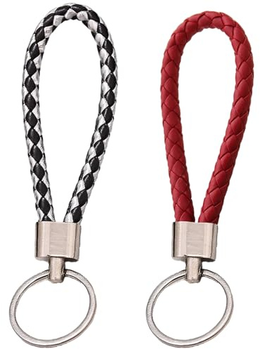 RANYAKE 2 Pezzi Intrecciati Portachiavi In Pelle,Portachiavi In Pelle per Auto,Portachiavi per Uomini Donne,per Auto,Moto,Biciclette E Portachiavi Casa