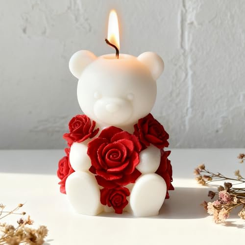 Rose Bear Heart Cylinder Candle & Resin Mold - Resin Casting Silicone Molds for Home Decor & Candle Making Wave Spiral Mold