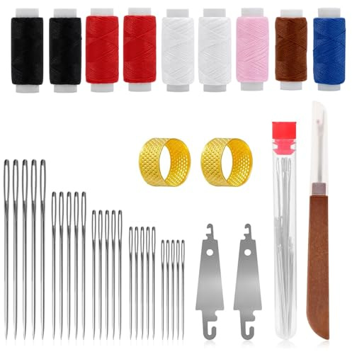 Stainless Steel Sewing Kit - 40 pcs Steel Sewing Needles & Thread Set, Complete Sewing Tools Kit with Needle Threaders, Professional Sewing Supplies for Adults UK, DIY Handmade Craft Accessories