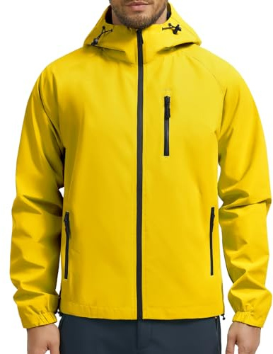 UMIPUBO Hombre Chaqueta Impermeable Cortavientos Exteriores Lluvia Abrigo Ligero Reflectante Transpirable Capucha Plegable Senderismo Para Correr, Senderismo Vientos Cazadora
