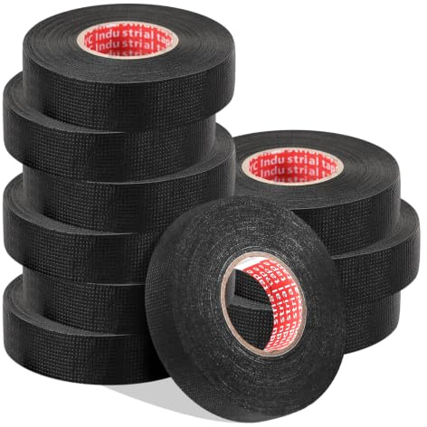 10 stycken tygband för bil, svart, 19 mm x 15 m, självhäftande tygtejp, kabelträd, filttband, pansartejp, kabelträd, elektriker band för bil, motorcykel, elektrisk