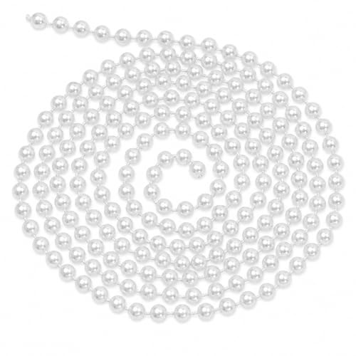 16.4Ft Faux Pearls Beads Garland, Pearl String, Pearl Beads Chain Roll - White Beads for Hen Party Accessories, Wedding, Home Decorative, Jewelry Making, DIY Wedding Decoration (White)