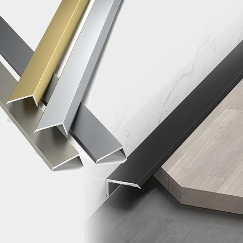 Kakelprofil, 90 cm aluminiumprofil för kakelkanter, L-formad självhäftande övergångsremsa för laminatgolv, golv, dörrar, dörrkarmar och