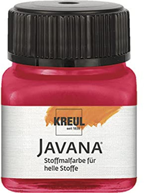 KREUL 90905 - Javana Stoffmalfarbe für helle Stoffe, 20 ml Glas in karminrot, geschmeidige Farbe auf Wasserbasis mit cremigem Charakter, dringt fasertief ein, waschecht nach Fixierung