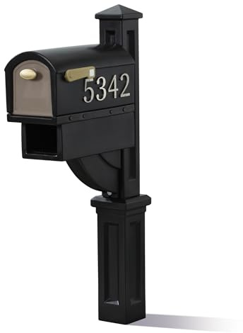 Step2 Mailmaster Hudson Mailbox, Magnetic Door, Large Newspaper Holder, Heavy-Duty, Weather Resistant, Post Mounting Hardware Kit Included, Black