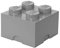 LEGO Storage Brick 4 Knobs grigio pietra medio - Scatola Portaoggetti Impilabile 5,6 l – Contenitore in Plastica con Coperchio, Organizer per Scrivania e Giocattoli