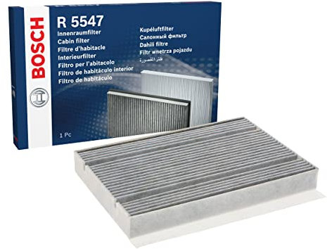 Bosch R5547 Aktivkohle Innenraumfilter - filtert Gerüche, Pollen und Staub - Ersatzfilter für bessere Luftqualität im Fahrzeuginnenraum