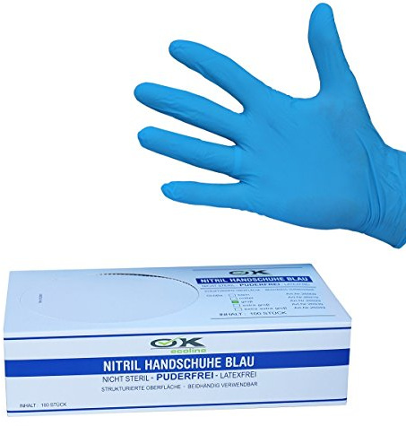 Nitril Einweghandschuhe Einmalhandschuhe puderfrei S-2XL Blau & Schwarz Box a. 100 Stück (XL Box a. 100Stück, blau)