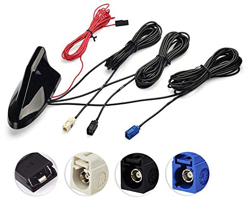 Eightwood Dab + Antena de Radio para automóvil Dab Divisor Fakra Antena A Adaptador de Fakra Z Am/FM Adaptador GPS Amplificador de señal Antena de tiburón para automóvil con extensión RG174 500 cm