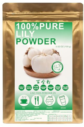 Plant Gift 100% Pure Lily Powder 百合粉 lily bulbs Powder Natural Lily Flour, Great Flavor for Drinks, Adds Flavor and Taste Non-GMO Powder, No Filler, No additives 100G/3.25oz