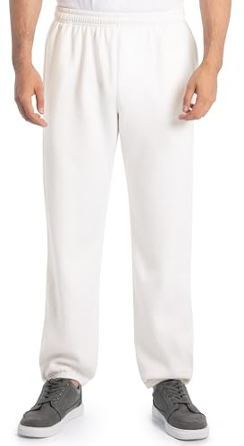 Fruit of the Loom Men's Eversoft Sweathose aus Fleece, Elastische Unterseite, mit Taschen, Entspannte Passform, Feuchtigkeitstransport, Atmungsaktiv Track Pants, Elastic Bottom White, L